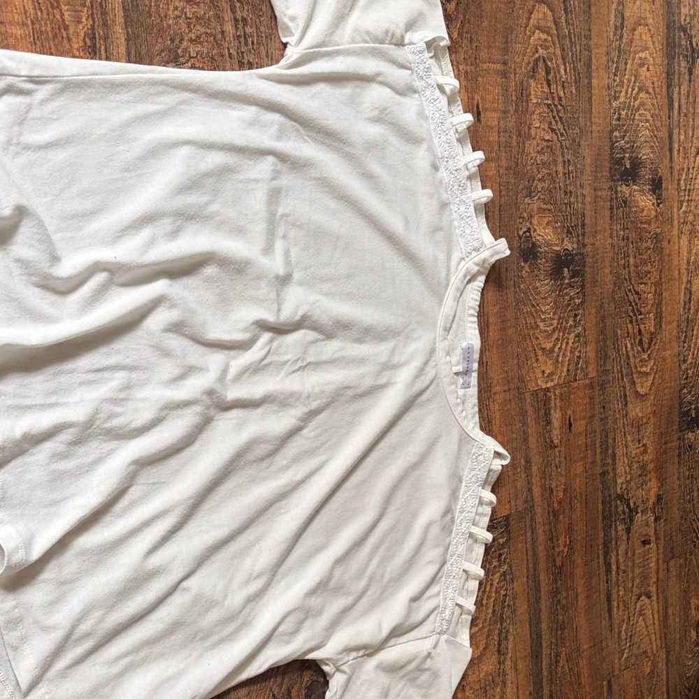 Open Shoulder White Top, XL